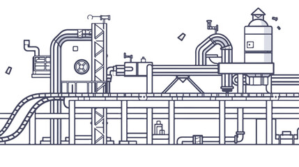 Industrial conveyor belt line outline illustration. Co