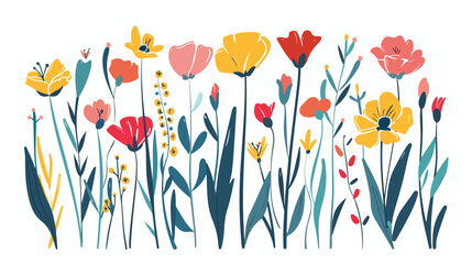 Flower drawing garden love waddling flat vector isolated