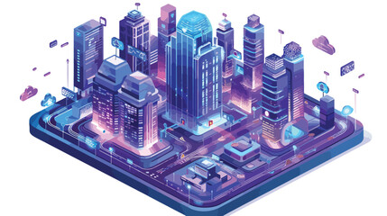 Isometric smart city vector illustration. Website inte