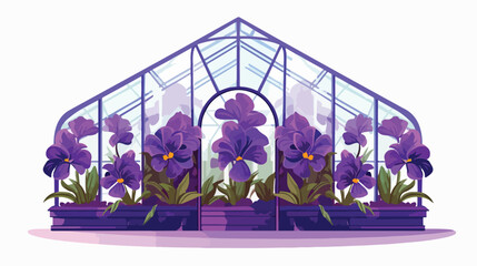 Flowers violets in a greenhouse modern business and p