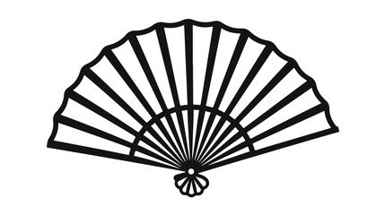 Folding fan outline icon. Singapore symbol isolated