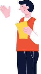 Man holds a paper to check and give directions