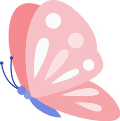 Pink butterfly flying with flat design