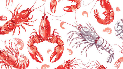 Lobster crab shrimp. Seafood shop restaurant menu fish