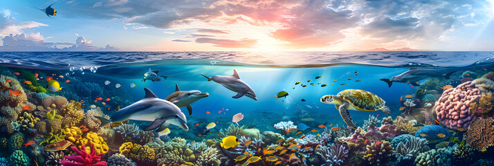 An Enchanting Exploration into the Vibrant and Diverse World of Marine Life - obrazy, fototapety, plakaty