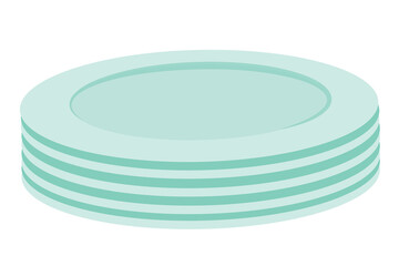 Stack of plates illustration. Flat vector element isolated on white background. Element for print, banner, card, brochure, logo, menu.