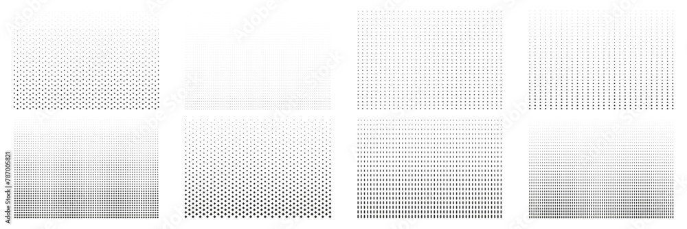 Poster halftone backgrounds with linear gradients. half tone patterns with dot. isolated vector illustratio