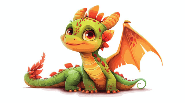 Funny baby dragon in fairy tale Vector illustration illustration