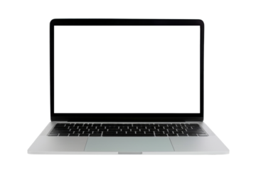 Monitor Laptop screen with empty displays isolated background, flat view of computer screen, electronic device for showing detail.