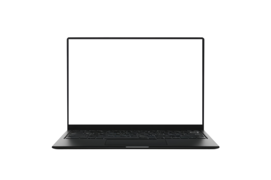 Monitor Laptop screen with empty displays isolated background, flat view of computer screen, electronic device for showing detail.