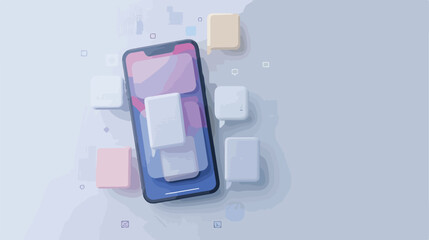 Mobile modern ui kit messenger on the smartphone scree - obrazy, fototapety, plakaty