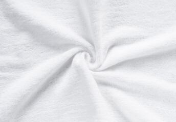Texture of a white towel. View from directly above.