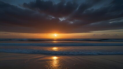 Fototapeta na wymiar sunset over the beach, ai generated