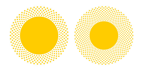 Abstract Sun Icons. Set of Circular Yellow Design Elements.