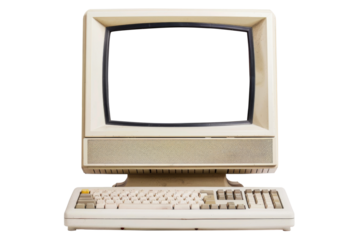 Old vintage television monitor screen with empty displays isolated background, flat view of computer screen, electronic device for showing detail.