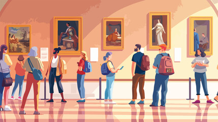 Museum visitors people in art exhibition gallery museu