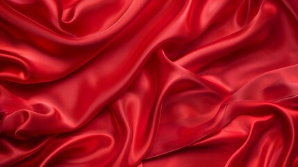 Obraz premium Red silky fabric. Abstract background. Realistic textile featuring folds and drapes. Decorative element for design