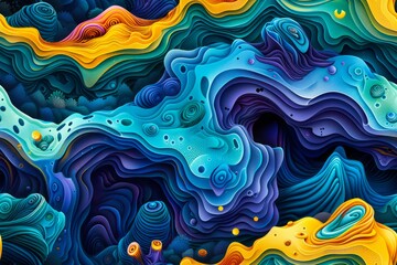AI generated illustration of an abstract painting of waves patterns - obrazy, fototapety, plakaty