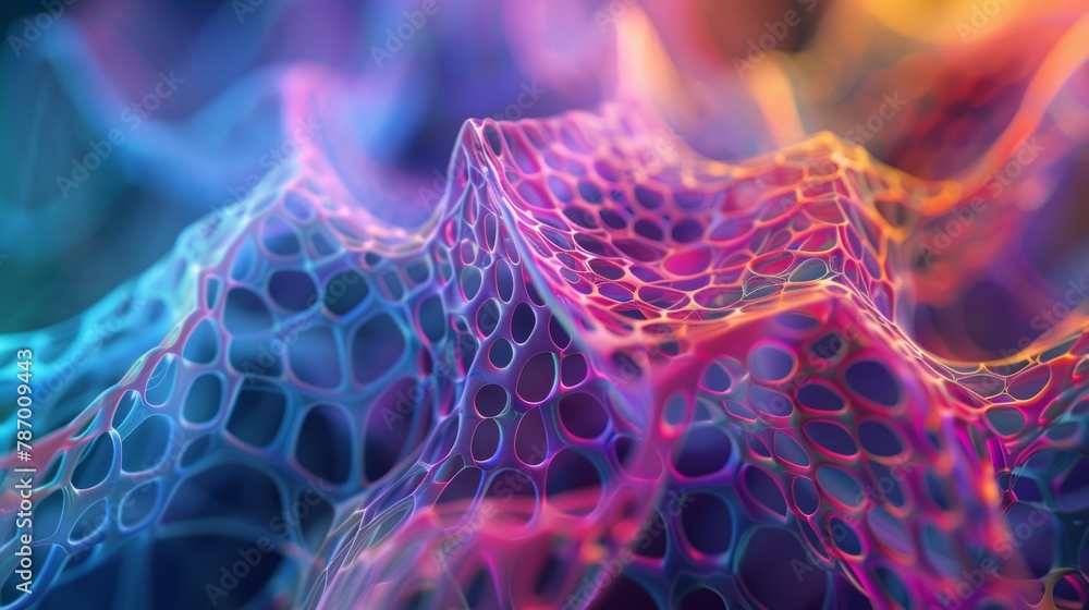 Poster a background composed of interconnected lines and curves resembling plant growth or cellular structu