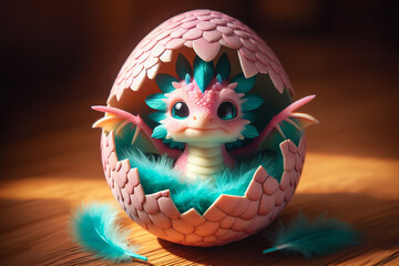 baby dragon emerging from its shell sparks imaginations and invites viewers into a world of wonder and adventure