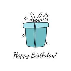 Happy birthday giftbox simple greetings art illustration template design vector
