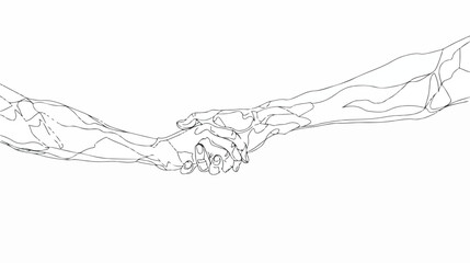 One line drawn holding hands. Saint Valentines day vector
