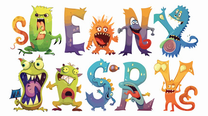 Funny monsters cartoon alphabet Vector illustration illustration