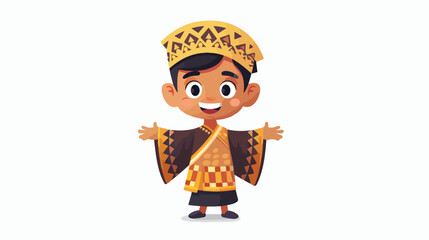 Funny sundanese cartoon chacarter with traditional
