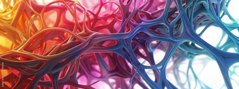 Poster a background composed of interconnected lines and curves resembling plant growth or cellular structu