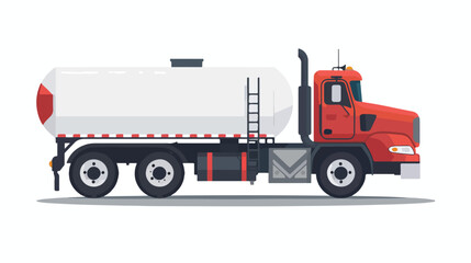 Gas carrying truck with propane tanks flat vector isolated - obrazy, fototapety, plakaty