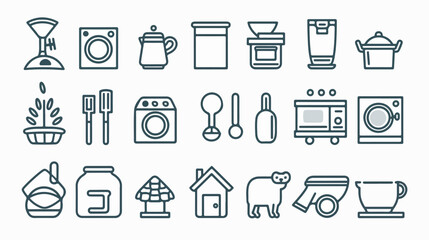 Outline mini concept icons symbols of household baby p - obrazy, fototapety, plakaty