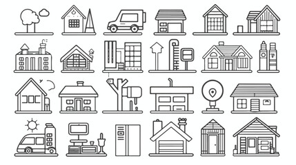 Outline mini concept infographic symbol icons of house