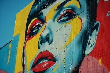 AI generated illustration of a beautiful graffiti mural featuring a woman