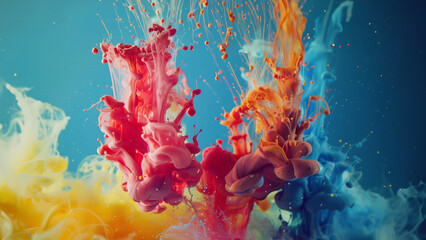 Vibrant explosion of colorful paint drops in a lively abstract display