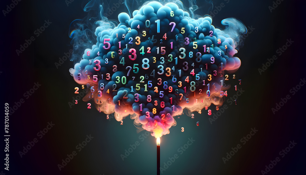 Aufkleber a single lit candle with multiple numbers floating up as smoke in a dark background.