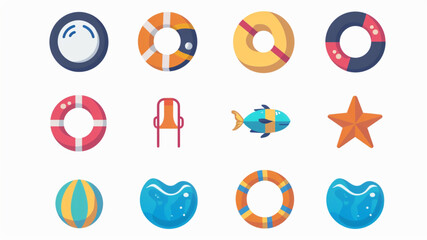 swimming pool rules symbol collection Vector style