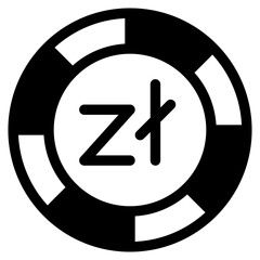 Zloty, coin, currency, money, cash Icon