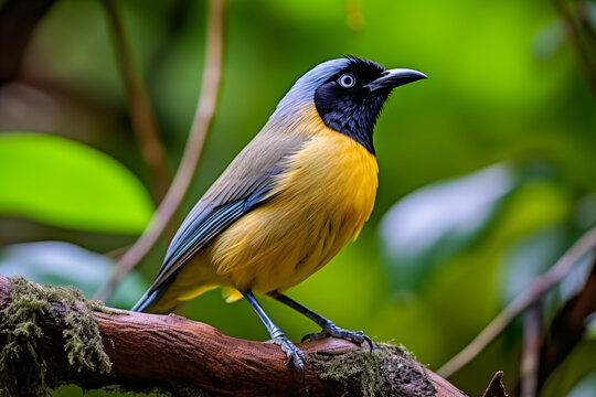 Blue-crowned Laughingthrush  (garrulax courtoisi) in nature