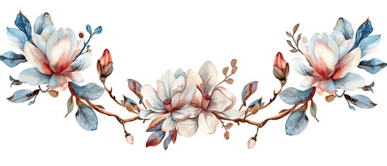 a watercolor painting of a flower on a branch
