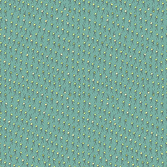 Doodle stickmen with green-shaded heads arranged diagonally on a blue-green backdrop seamless pattern. Vivid surface art texture for printing on various surfaces or use in graphic design.