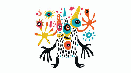 Quirky abstract Creature. Cute funny character with ey