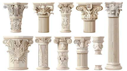 Naklejka premium Realistic ancient greek rome column capitals set. vector