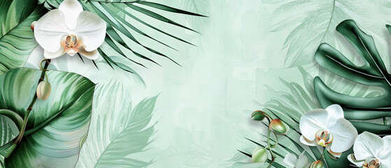 a picture of a tropical background with white flowers