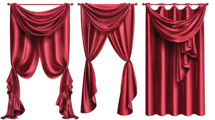 Realistic luxury scarlet red silk expensive velvet cur - obrazy, fototapety, plakaty
