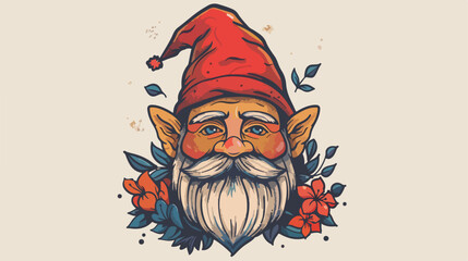 Gnome vintage old school tattoo flat vector isolated