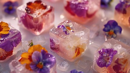 Floral ice cubes to refresh on a scorching summer day