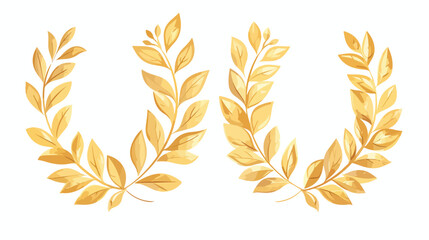 Gold laurel wreath winner award set vector illustration