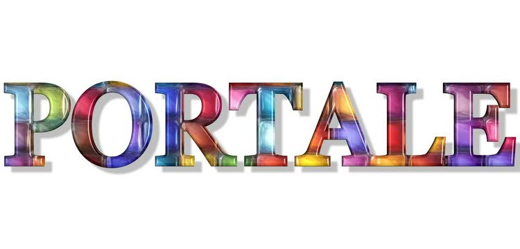 Testo 3D: "PORTALE" multicolore che oscilla con sfondo bianco
