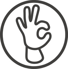 Okay hand outline line icon, Vector ok symbol isolated positive.