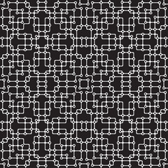Seamless pattern. Monochrome texture of lines and circles at intersections.. Vector illustration.